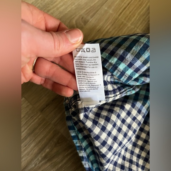 Tea Collection Men’s Button-Up Woven Shirt Lamu Plaid Cotton Linen Mix - Medium - Picture 7 of 10